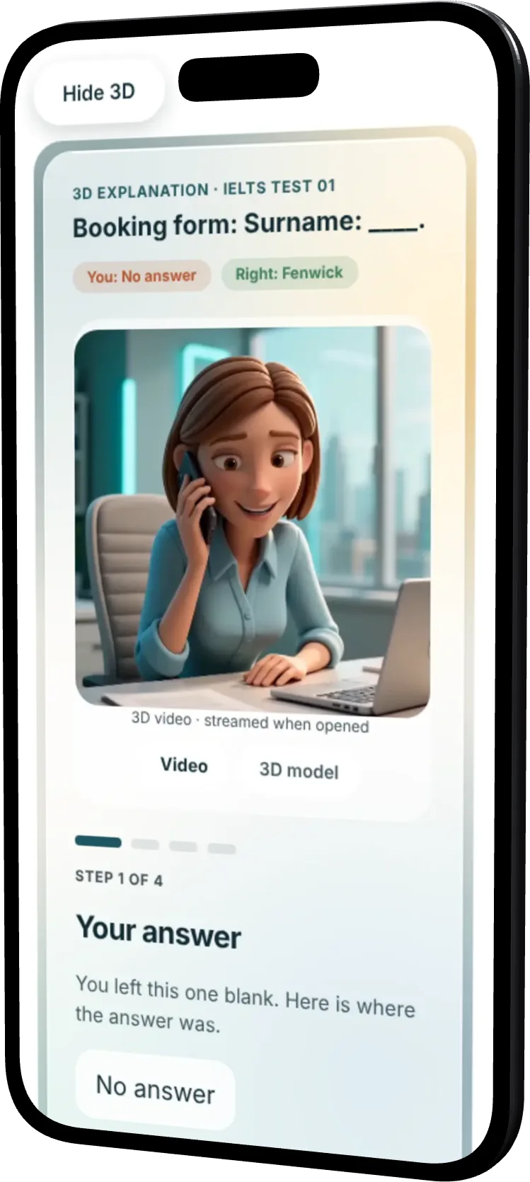 A video explanation of an IELTS listening question on an iPhone